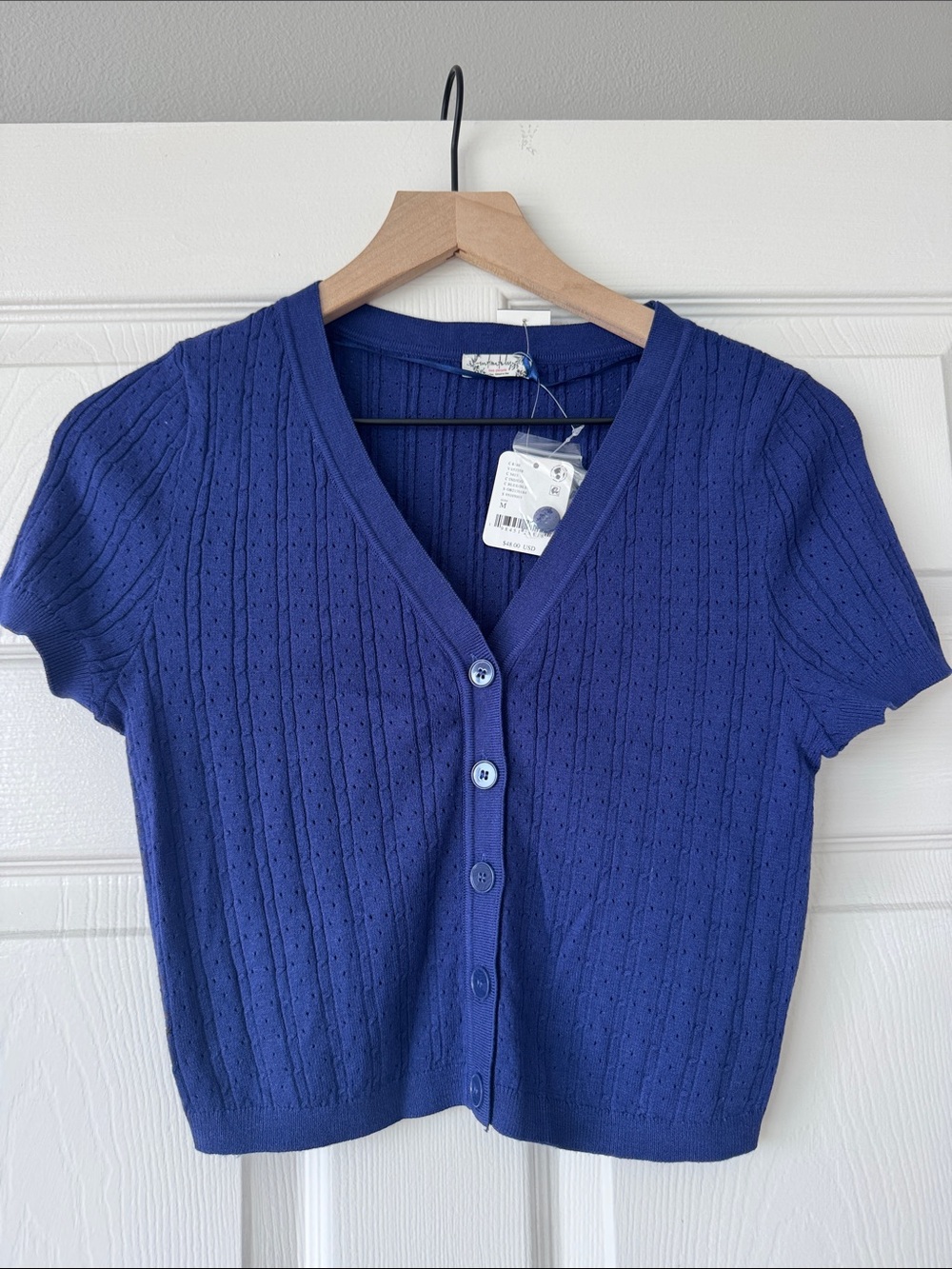 Free People (Color is hard to photograph) Short Sleeve Cropped V-Neck Cardigan